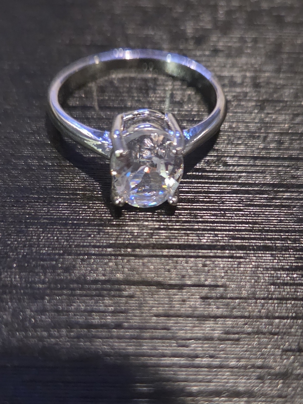 Sparkling Oval CZ Solitaire Ring in Silver